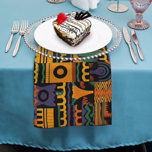 Serviettes de table lavables motif africain lot de 4 zéro déchet anti tache - 5