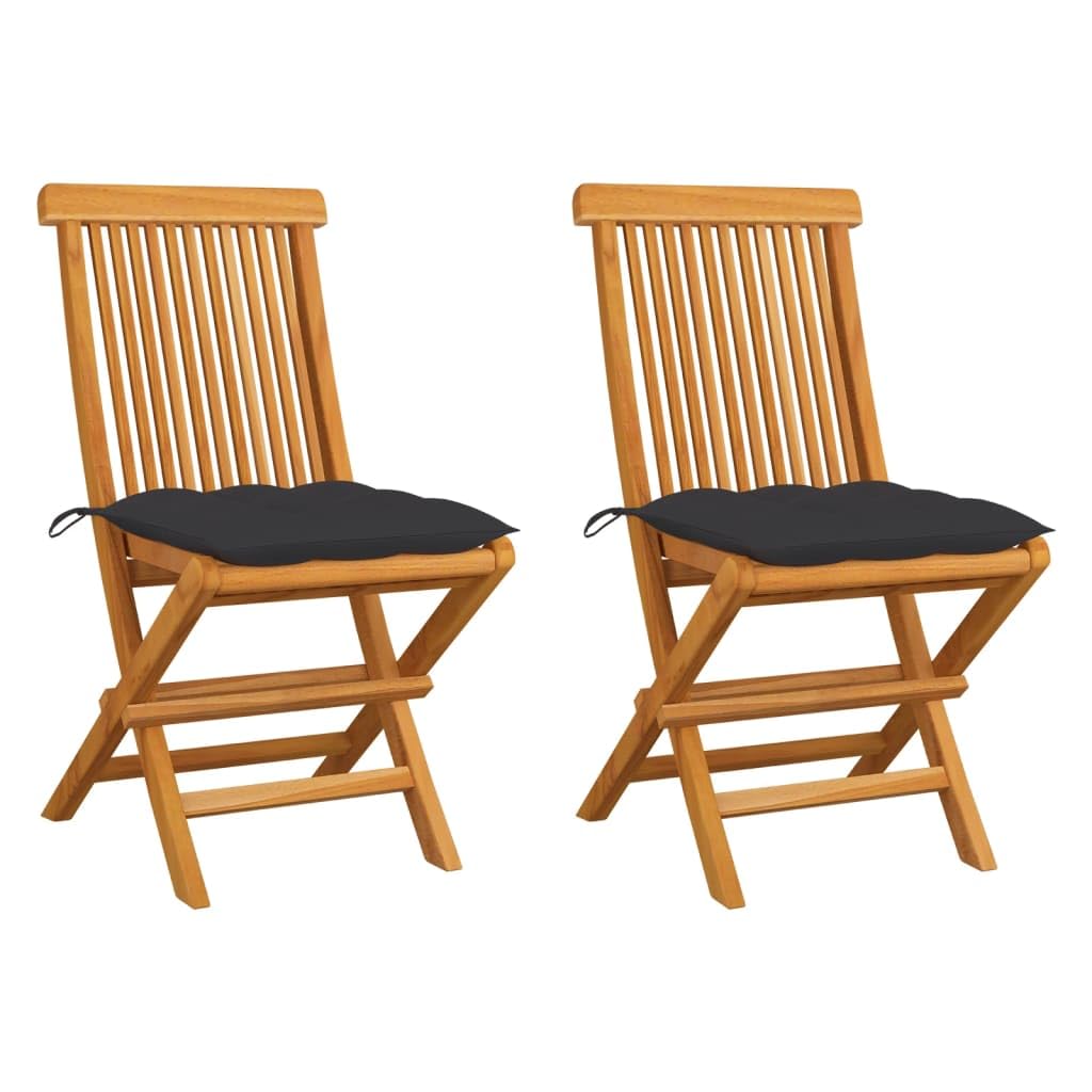 Chaises en bois résistantes aux intempéries en teck massif et assise rembourrée premium