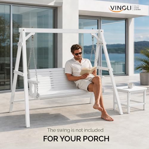 Image of VINGLI 6.9FT Wooden Porch Swing Frame for 5FT Swing, White