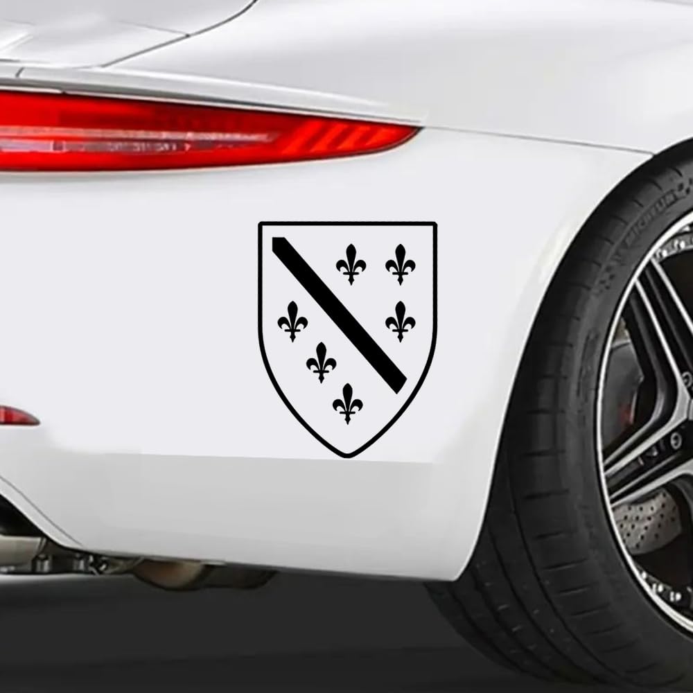 2 Stück 11,5 x 15 cm große Vinyl-Aufkleber mit dem Wappen von Bosnien und Herzegowina (Bosna) für Autos, LKWs, Motorräder, Laptops, Fenster, Glas, Wände | #DZ242 (Schwarz)