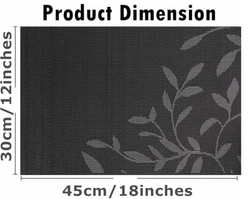Image of GDNK Washable PVC Heat Resistant Colorful Place Mats for Kitchen Dining Table Mates Washable Heat-Resistant for Dining Table (4 Pack) (Black)
