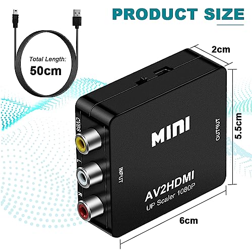 Image of AXFEE RCA to HDMI, AV to HDMI Converter, 1080P Mini RCA Composite CVBS Video Audio Converter Adapter, Support PAL /NTSC for TV /PC / PS3 / STB /Xbox VHS /VCR /Blue-Ray DVD Players
