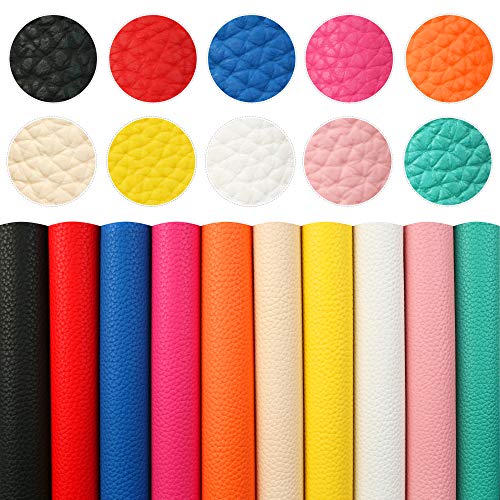David Angie 10Pcs Solid Color Pu Synthetic Leather Leather Grain Texture Faux Leather Sheet 7.7" X 12.9" (20 Cm X 33 Cm) Perfect For Making Hair Bow Sewing Crafting Diy Projects #TOP1
