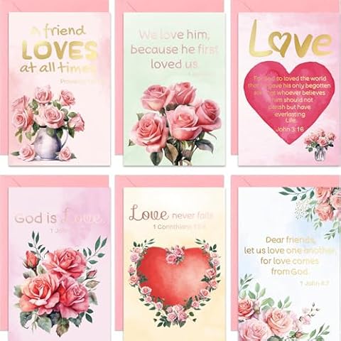 ceiba tree Religious Valentines Day Cards Christian Greeting Card Bulk Gold Foil Assortment Cards with Envelopes Cover