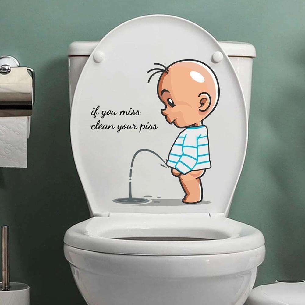 Toilet Sticker If You Miss,Clean Your Piss Funny Seat Sticker Bathroom Wall Decal, Vinyl Wall Art Sign Decor Toilet Lid DIY Removable WaterproofLid Decals Bathroom Accessories