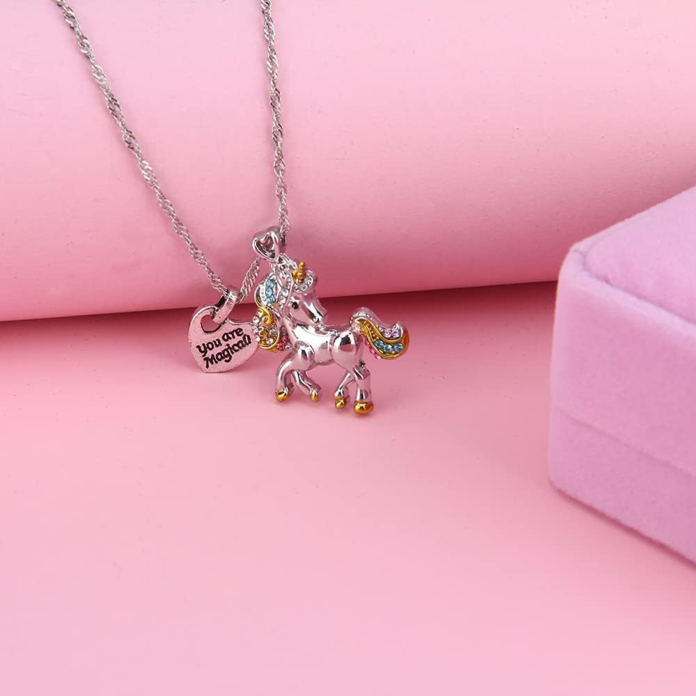 Girls Unicorn Necklace Pendant Cute Animal Colorful Unicorn jewelry 'your are Magical' Heart Pendant Gift for Teen kids Christmas Thanksgiving Halloween with gift box (White): Clothing, Shoes & Jewelry