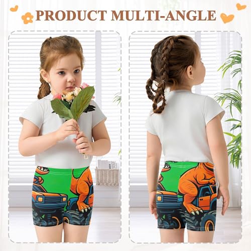 Joisal Toddler Girl Biker Shorts Cotton Shorts for Under Dress Cute 4t Children Orange Cartoon Dinosaur Green3
