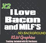 I Love Bacon and Milfs Decal Dirty Milf Wanted Vinyl Decal Stickers Funny Diesel Truck Car Bacon JDM