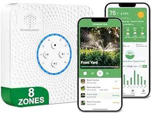 Smart Sprinkler Controller, Imolaza 8 Zone WiFi Sprinkler Controller, Automatic Remote WiFi Irrigation Controller, 8 Zone Indoor Irrigation Sprinkler Controller with Rain, Freeze, Wind Skip