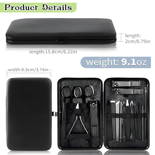 Image of Nail Cutter Set - 18 in 1 Manicure Pedicure Kit for Women, Complete Grooming & Pedicure Kit for Women and Men with Black Leather Travel Case, Perfect Gifts for Women - Wishkey