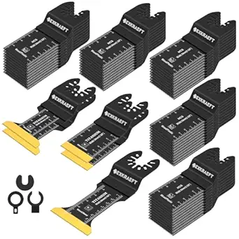 55 PCS Oscillating Saw Blades, Professional Universal Titanium Oscillating Tool Blade for Metal Nails, Wood and Plastic, Multi Tool Blades Kits Fit Dewalt Milwaukee Ryobi Rockwell Fein