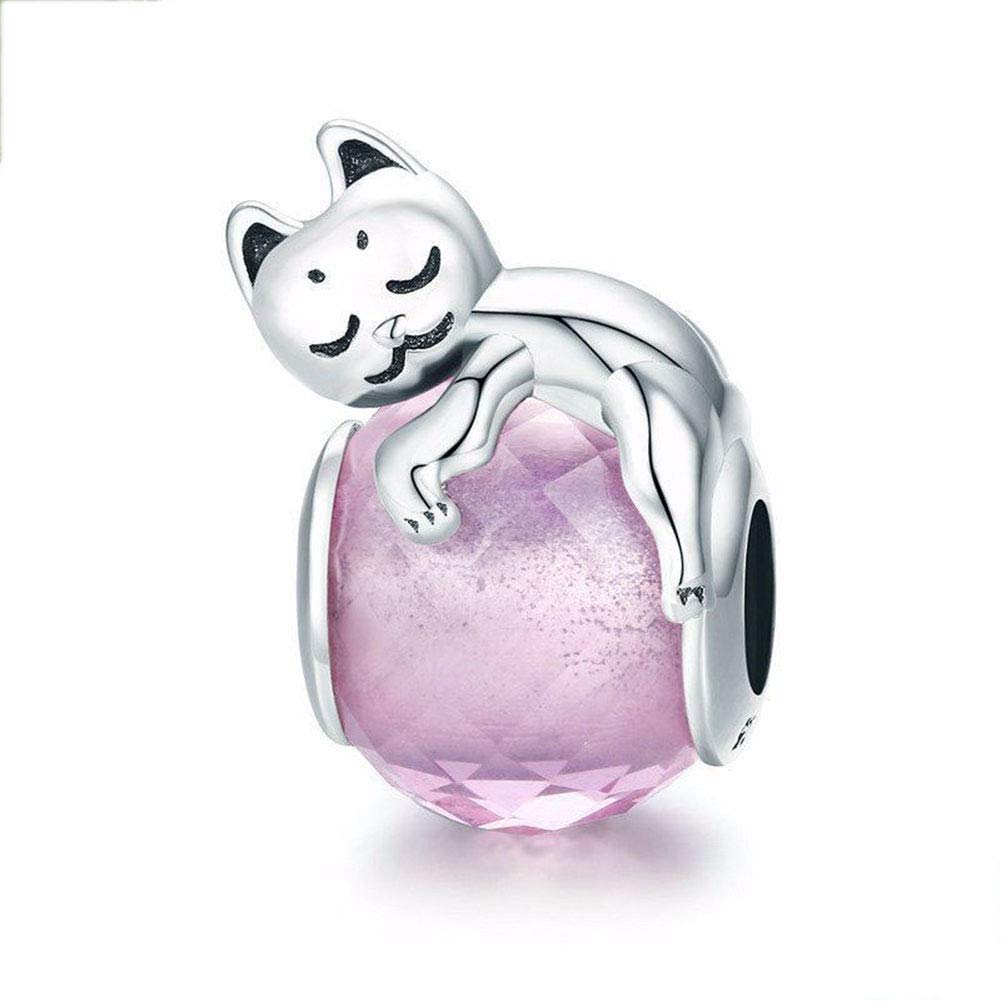 JiaRong CharmsAbalorio de gato de plata de ley 925 con diseño de perro, camello, conejo, delfín, mariposa, para pulsera Pandora