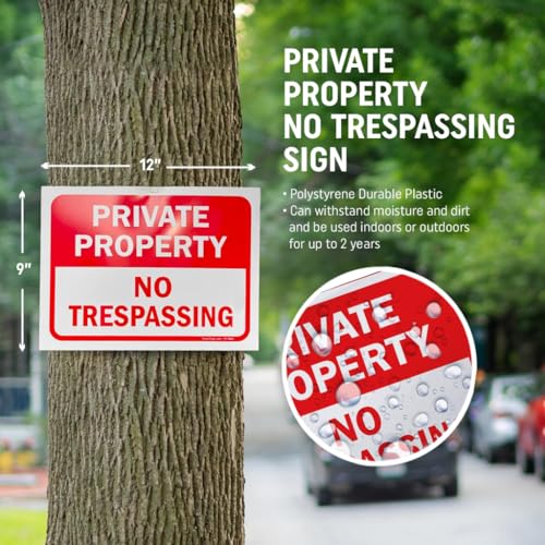 SmartSign Private Property No Trespassing Sign, 9