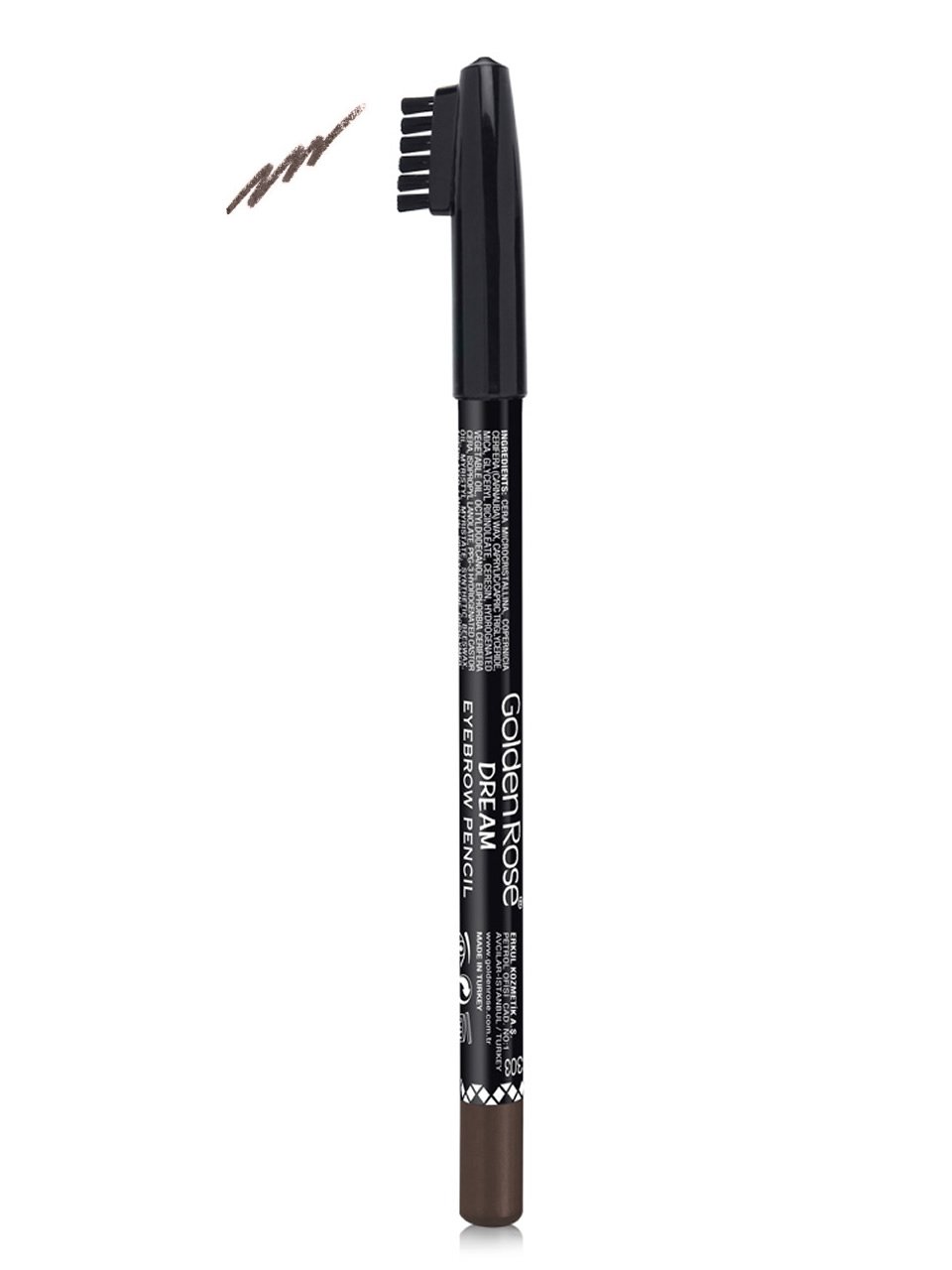 Golden Rose Dream Eyebrow Pencil No: 303 Dark Ash - Şekillendirici Fırçalı Siyah Kaş Kalemi