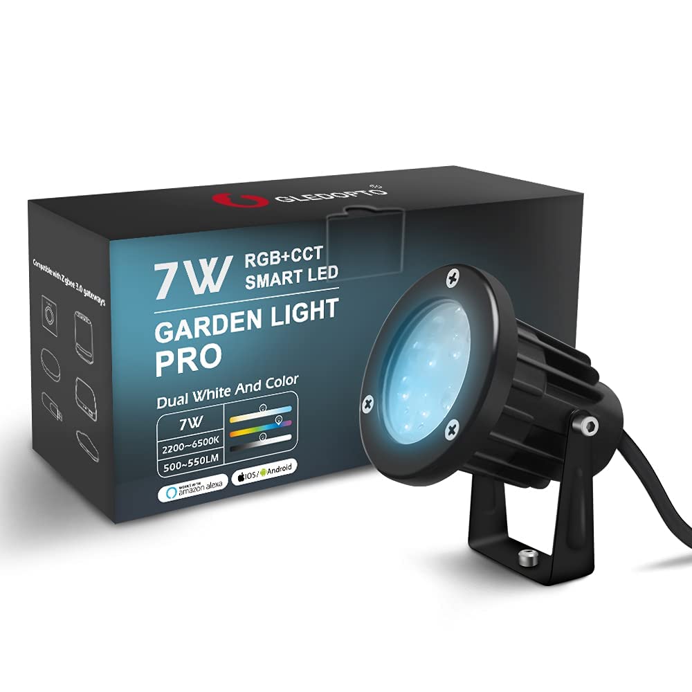 GLEDOPTO GLEDOPTO ZIGBEE LED Smart Outdoor 7W Garden Light RGBW CCT 2200-6500K Dimmable IP66 Waterproof 2.4G RF Remote Control Alexa Voice App Control Compatible with Plus Tuya SmartThings