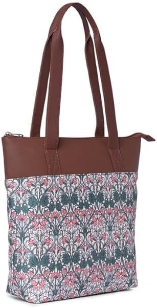 Women’s Printed Jute & Vegan Leather Tote Bag – Handcrafted Shoulder Handbag, Spacious Everyday Work Bag for Office, Travel & Daily Use