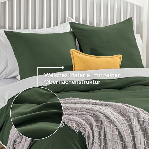 BEDSURE Bettwäsche 135x200 2teilig Mikrofaser - Grauolivgrün, 80x80 Kissen – Ansicht 4