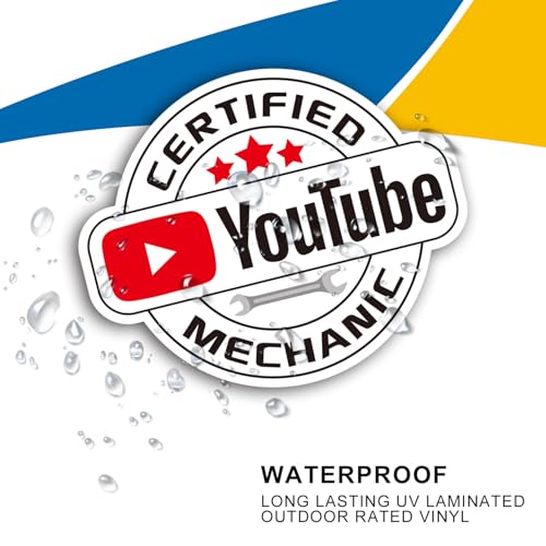 Image of Certified YouTube Mechanic Magnet Car Sticker - Funny You-Tube Mechanic Magnet Decal for Expert Mechanic - Automotive Office Gag Gift