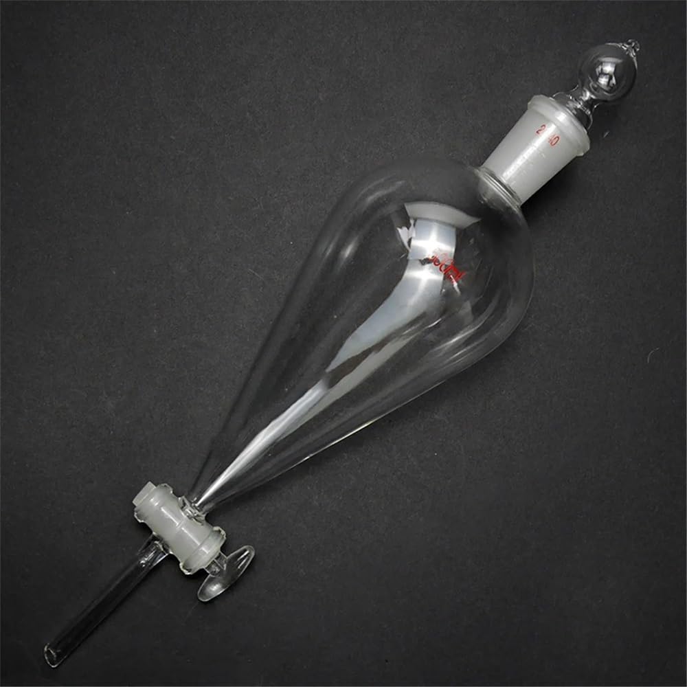 Embudo de separación de vidrio 24/29 de 500 ml, tubo de goteo recto con cristalería de laboratorio