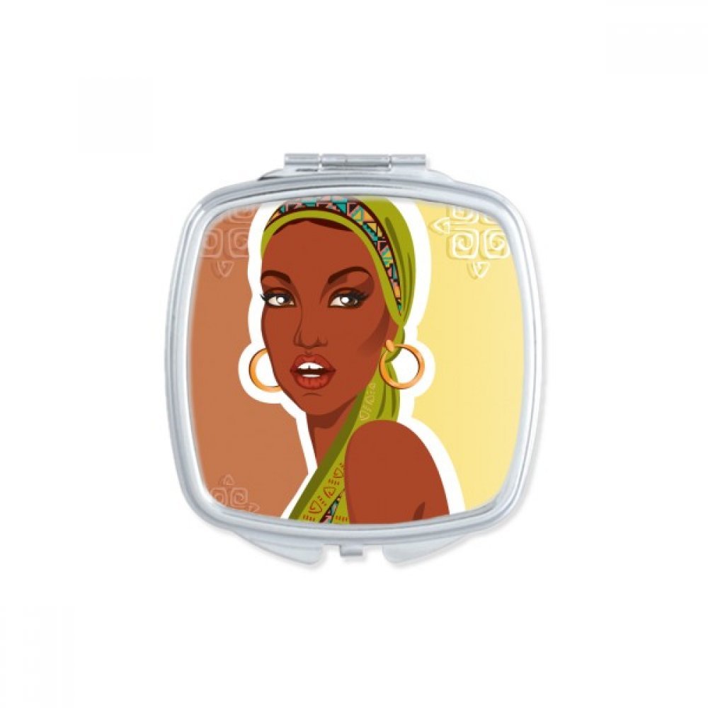 Petite main miroirs de maquillage pour sac à main avec dessin femme noire