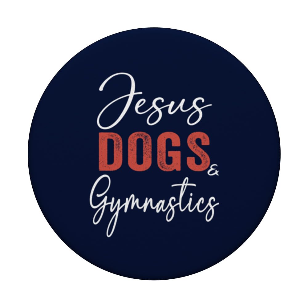 Funny Gymnastics Gifts Jesus Dogs And Gymnastics Acrobatics PopSockets Swappable PopGrip, Black - Image 3