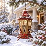 Christmas Bird Feeder, Decorative Hanging Wild Bird Feeder for Outdoor Yard Decor with Christmas Holiday Designs