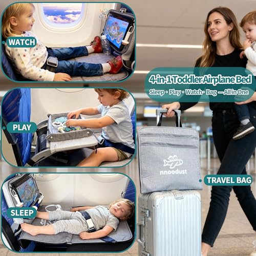 Image of Toddler Airplane Bed for Toddler with Tray Cover Can Turn into Bag, Toddler Airplane Seat Extender for Kids, Baby Airplane Bed Baby Travel Essentials for Flying, Toddler Travel Bed