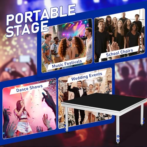 Image of 4Pcs Portable Stage Platform, 1900LBS Load Heavy Duty Aluminum Stage Riser
