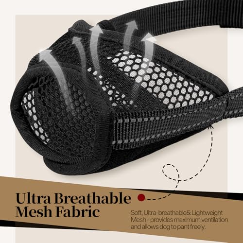 Image of 2 Pack Dog Muzzle, Soft Mesh Muzzles for Small Medium Large Dogs, Breathable Pet Muzzle Adjustable Dog Mouth Guard for Biting Chewing Grooming, Allow Drinking Panting, Black L