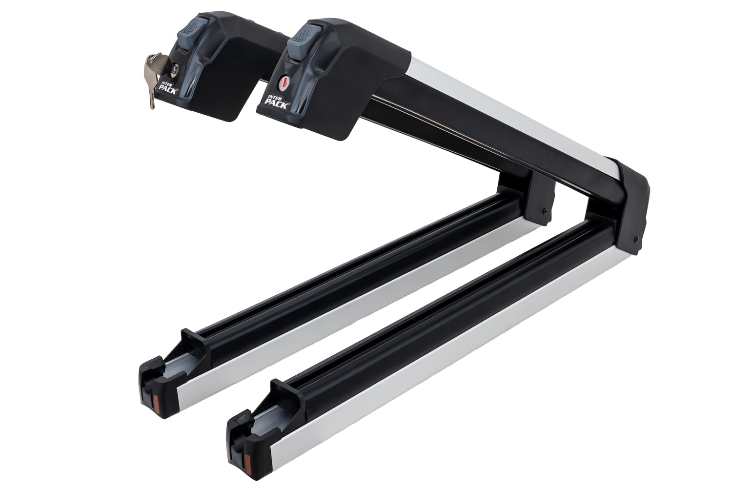 Frostline 4 portasci da tetto in alluminio | Robusto supporto in alluminio per 4 paia di sci o 2 snowboard. Ideale per le vacanze invernali con la famiglia o gli amici.