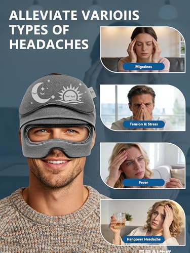 Migraine Relief Cap & Eye Mask Headache Relief Cap, Ice Face Mask, Cold Compress Head Wrap for Tension Headache Relief (Black) — view 4
