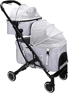 Pet Gear Cat Dog Pram Carrinhos de estimação leves para cães e gatos, Carrinho de estimação de camada dupla, Carrinho de bebê destacável de duas camadas Ótimo para transporte de viagem