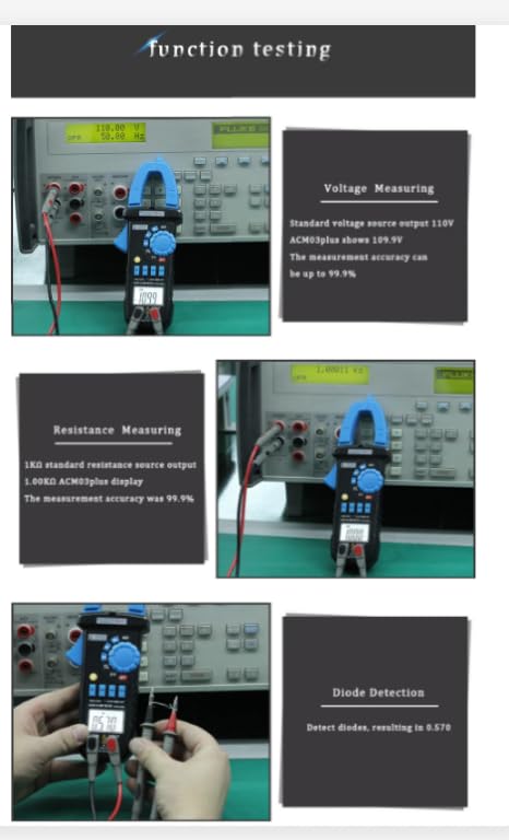 Digital Multimeter 400A ClampMeter ACM03PLUS Capacitance Frequency Tester Induction Voltage Alarm, blue black