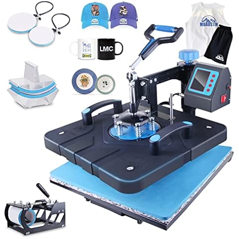 HORGELU Upgraded 5 in 1 Heat Press Machine 15x15 Inch Heat Transfer Machine 360-Degree Swing Away Multifunction Digital Sublimation Combo Heat Press for T Shirt Mug Hat Plate for Commercial Home 110V Cover