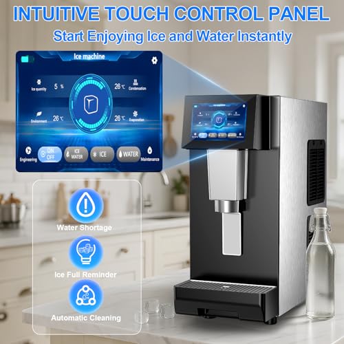 Image of Nugget Ice Maker Countertop with Water Dispenser, 60Lbs /Day Pellet Ice Machine, 5Lbs Storage Bin, Soft Chewable Ice Maker with Self-Cleaning, Countertop Ice Maker for Home, Bar, Kitchen, Office