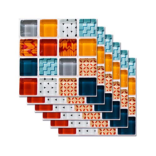 Küchenrückwand Fliesenaufkleber, Hiser Rechteck Marmor 3D Mosaik Muster Wasserdicht Ölfest Stickerfliesen Deko Selbstklebende für Küche Badezimmer Wohnzimmer, 20x20cm (Glas Mosaik) Küchenrückwand Fliesenaufkleber, Hiser Rechteck Marmor 3D Mosaik Muster Wasserdicht Ölfest Stickerfliesen Deko Selbstklebende für Küche Badezimmer Wohnzimmer, 20x20cm (Glas Mosaik)