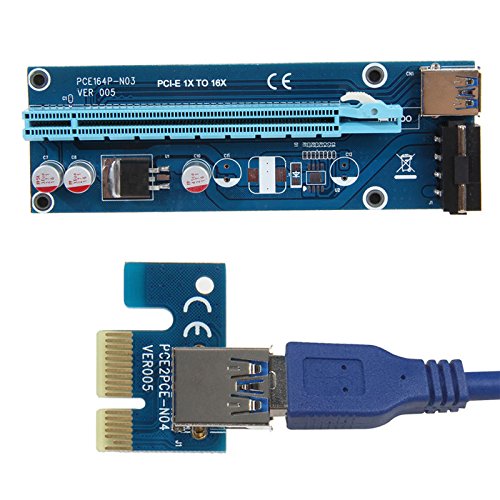 ACUTAS PCIe PCI-E PCI Express Riser Card 1x to 16x USB 3.0 Data Cable ...