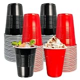MEOTAKILE 60 Pack 16 oz Plastic Party Cups, Disposable Cold Drink Cups for Graduation Wedding Birthday Holiday Events,Party Supplies (Black-Red)