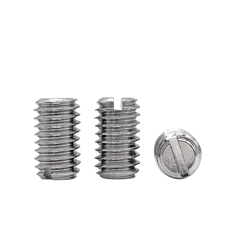 Tornillos de ajuste divididos de acero inoxidable, 5 piezas, punta plana (M3 x 3 mm)