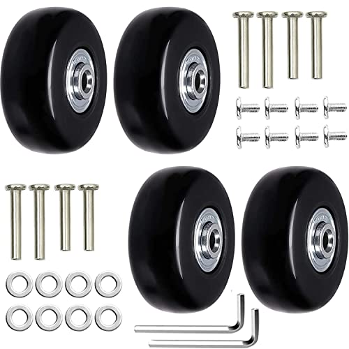 Bomoya 4 Stück Gepäck Koffer Ersatzräder 45mm Gummi Ersatz Räder Gepäckkoffer Radreparatur Gummi-Lenkrollen Lenkrollen Kugellager Set, Schwarz Cover