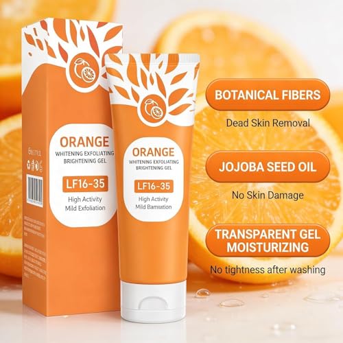Image of Orange Enzyme Exfoliating Gel for Face & Body | Gentle Dead Skin Remover & Deep Cleansing Exfoliator | Moisturizing Gel Scrub for Smooth & Refreshed Skin | Suitable for All Skin Types | 100ml (PACK OF 2)