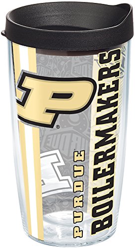 Tervis Purdue Boilermakers College Pride Tumbler with Wrap and Black Lid 16oz, Clear