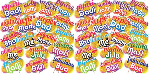 Image of Wobbox All Occasion Indian Family Photo Booth Party Props (18 Pieces) (Pack of 2)