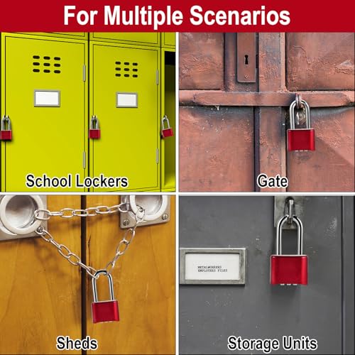 Image of Faburo Combination Lock, 4-Digit Heavy Duty Combo Lock, Combination Padlock Outdoor Waterproof Gate Locks for Outdoor Fence, Locker, Sheds, Gym, Gate Hasps (2pcs-Long-Red)