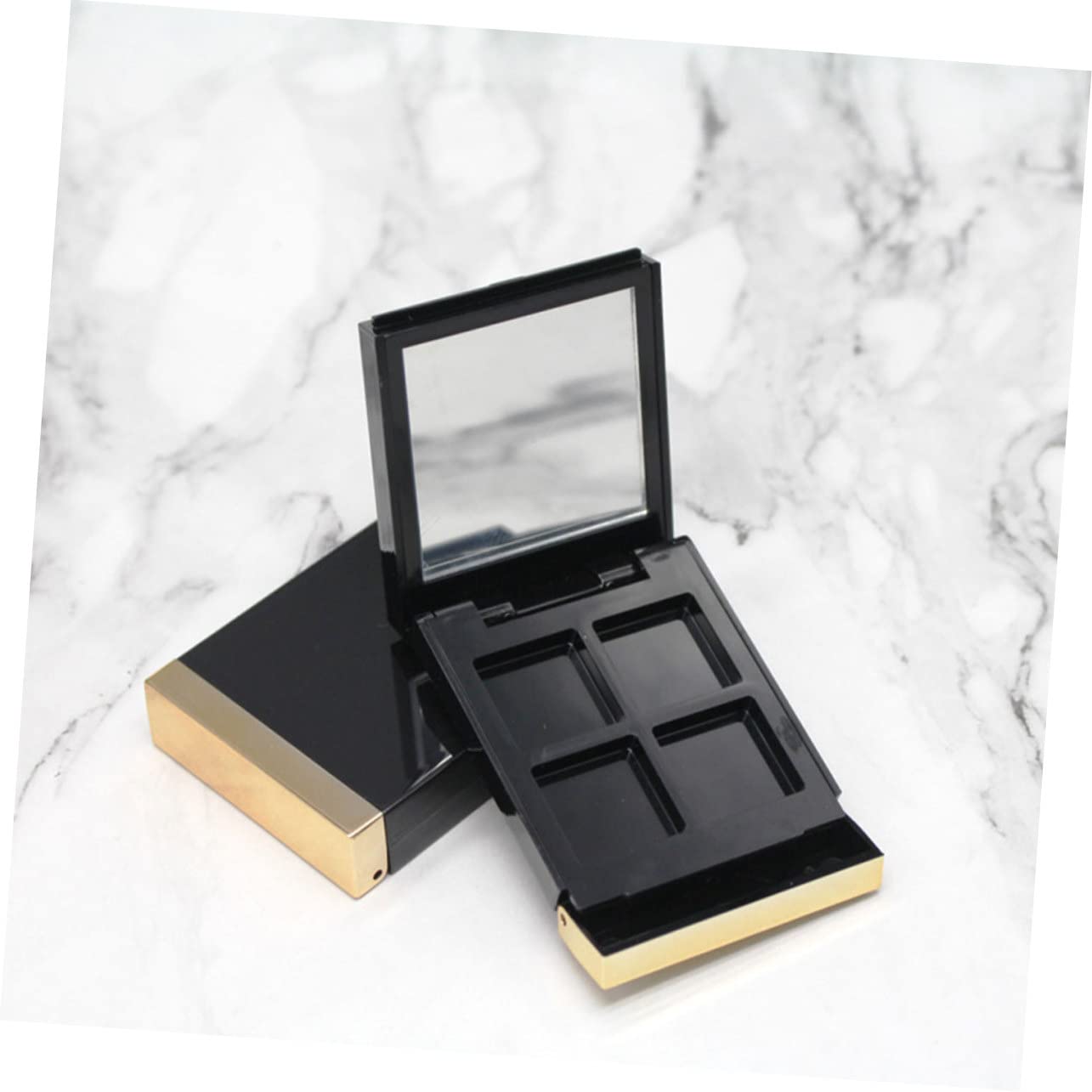 WOFASHPURET Diy Makeup Palette Organizer Gold Edge Eye Shadow Boxes 4 Grid Empty Boxes for Travel Daily Storage