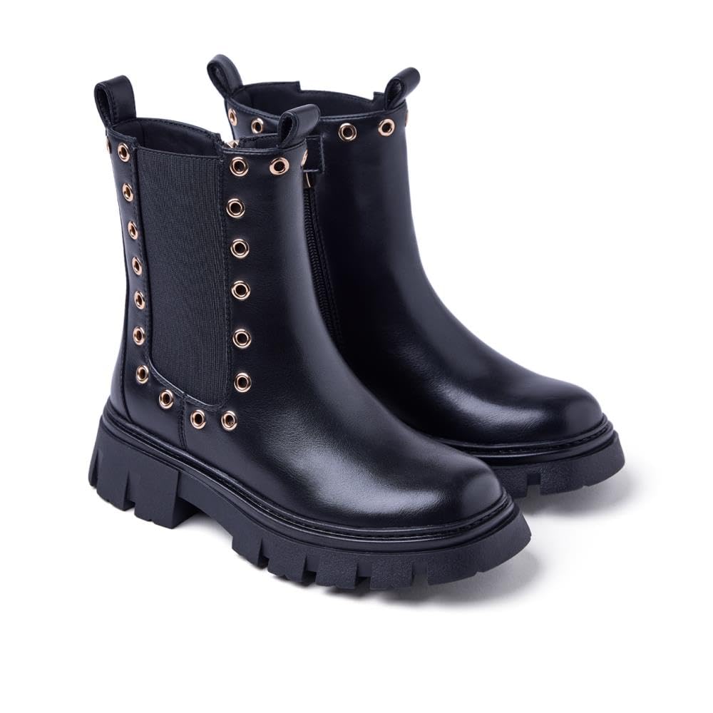 GIOSEPPO Women's Denham Oxford Boot, Black/White, 4 UK