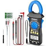 Holdpeak Digital Clamp Meter Multimeter HP-6205 Amp Meter Auto Ranging 6000 Counts TRMS Clamp Meter for AC&DC Current Amperage Voltage Resistance Capacitance Temp Tester with Backlight
