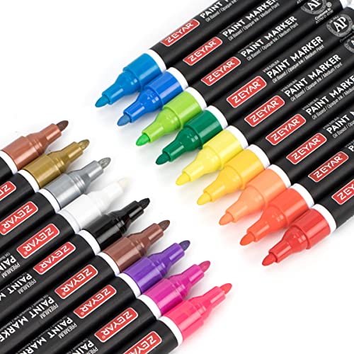 Zeyar Oil-Based Paint Markers For Rock Painting, Medium Point, Waterproof Ink, 18 Colors, Ap Certified, Great On Mug, Rock, Glass, Canvas, Metal And More (18 Colors) #TOP16