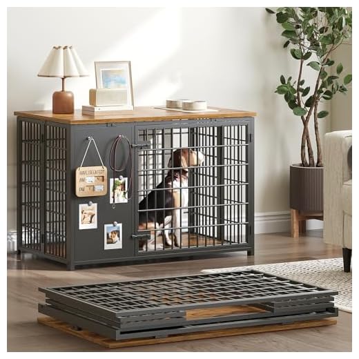YATINEY Foldable Dog Crate with Hooks