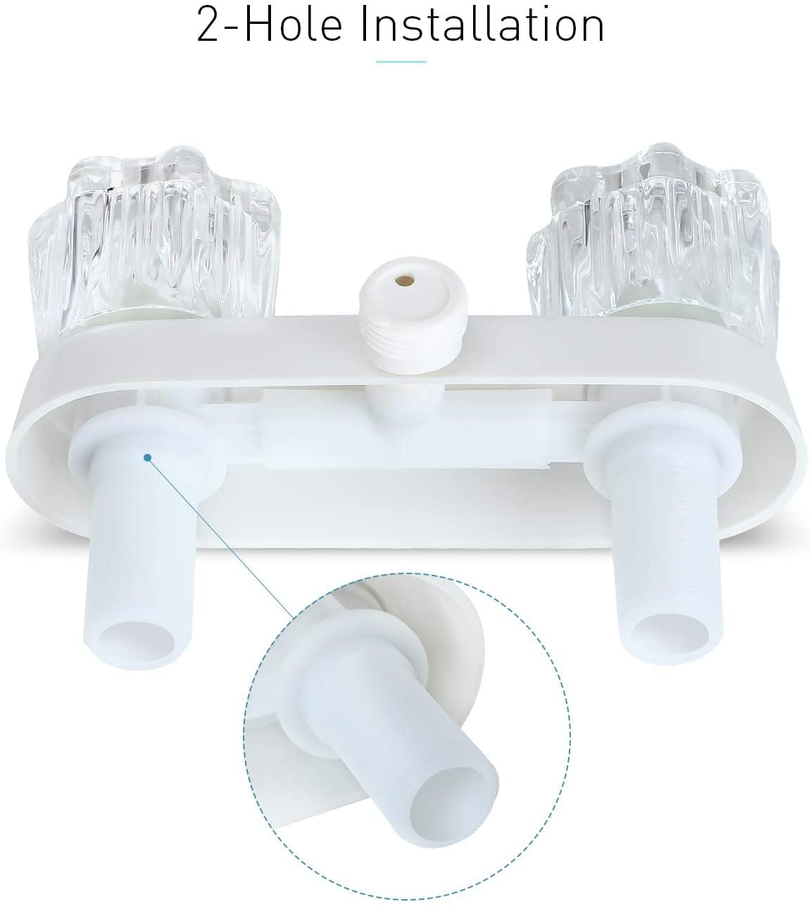 Robinet de Douche pour Camping-Car, Valve de Rechange avec 2 poignées à Bouton pour Douche intérieure et extérieure
